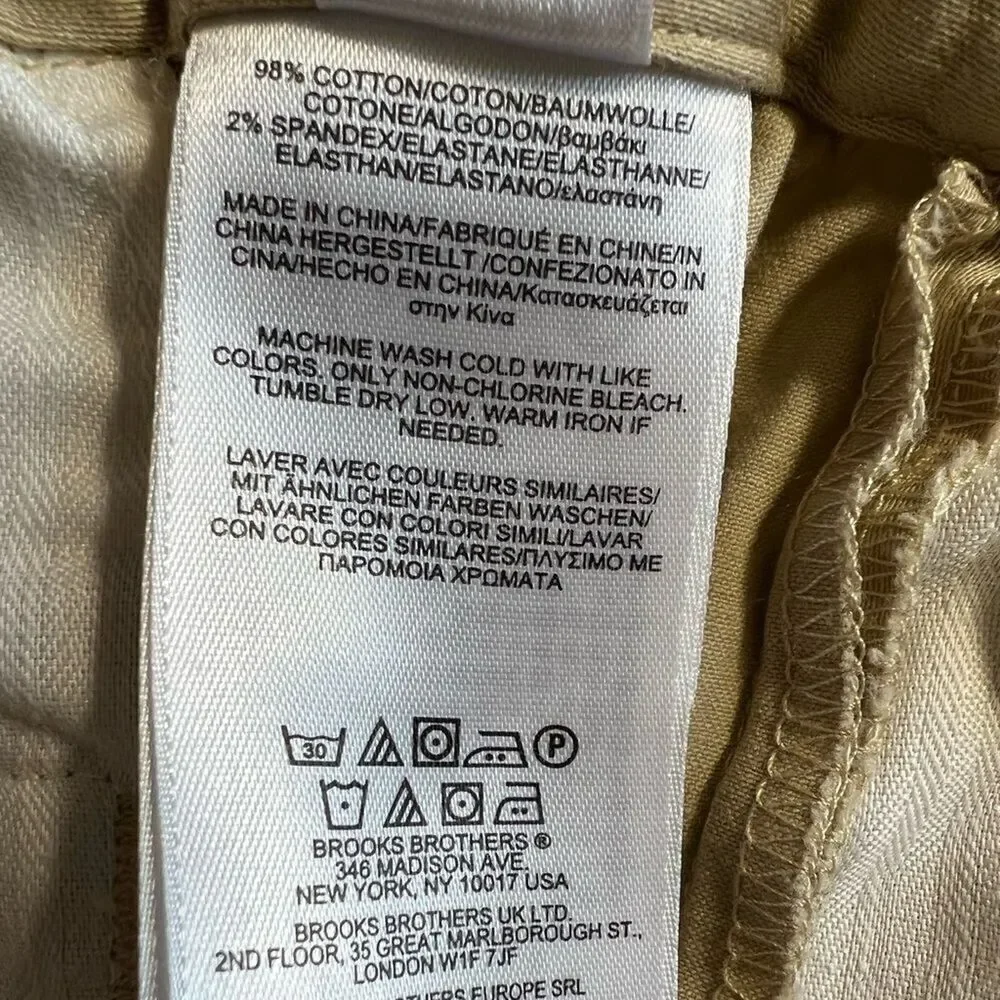 BROOKS BROTHERS Women’s Cotton Tie Waist Rolled Cuff Shorts Tan Size 12